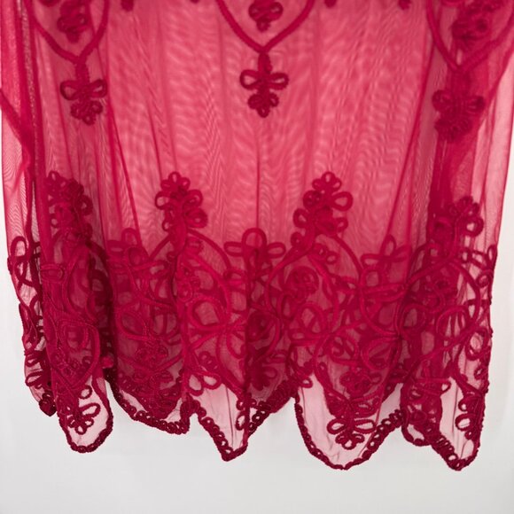 Torrid Red Sheer Embroidered Tank Top Size 2x plus sleeveless womens - Picture 6 of 13